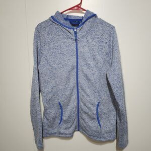 ZeroXposur Womens XL Fleece Jacket Full-Zip Hooded Blue Grey Heather Outdoor